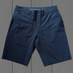 Hang Ten Performance Shorts Men’s 32 Navy Blue Stretch Drawstring Hybrid